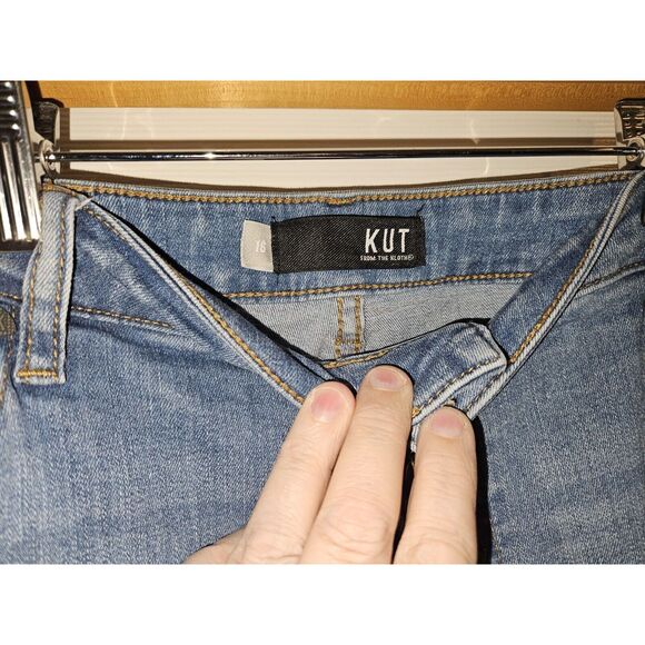 Kut From The Kloth Blue Jeans Button Fly Size16 Plus Size Distressed - Picture 4 of 8